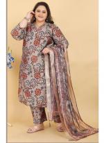 Lichi Viscose Beige Casual Wear Printed Readymade Plus Size Suit